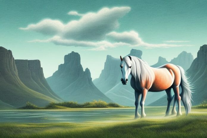 A fjord horse in a rural landscape in roodepoort