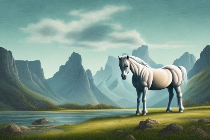 A fjord horse in a rural landscape in germiston
