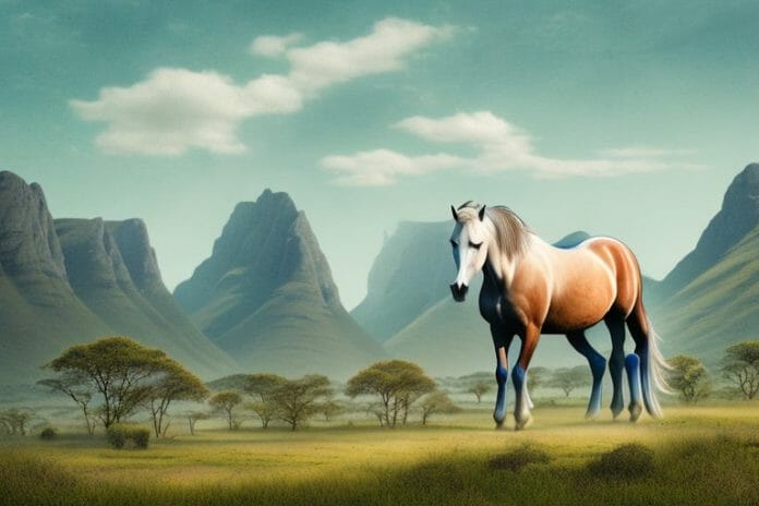 A fjord horse in a rural landscape in limpopo