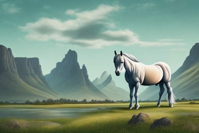 A fjord horse in a rural landscape in polokwane