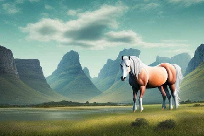 A fjord horse in a rural landscape in phalaborwa
