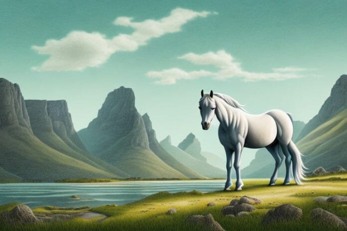 A fjord horse in a rural landscape in modimolle
