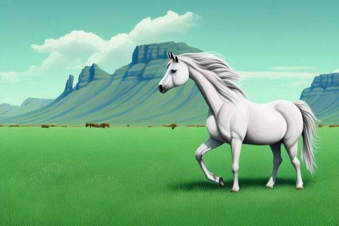 A fjord horse in a grassy field in ermelo