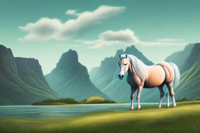 A fjord horse in a rural landscape in barberton