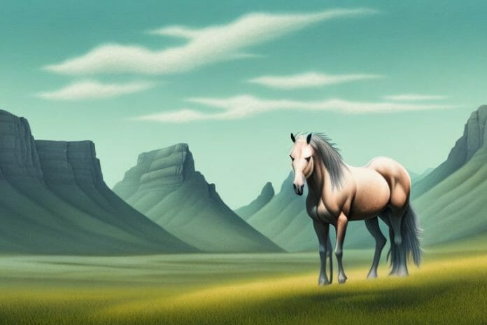 A fjord horse in a south african landscape