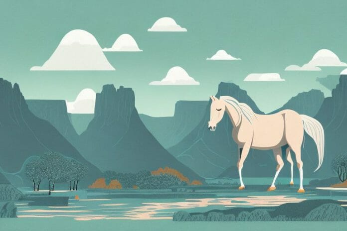 A fjord horse in a scenic landscape of lydenburg