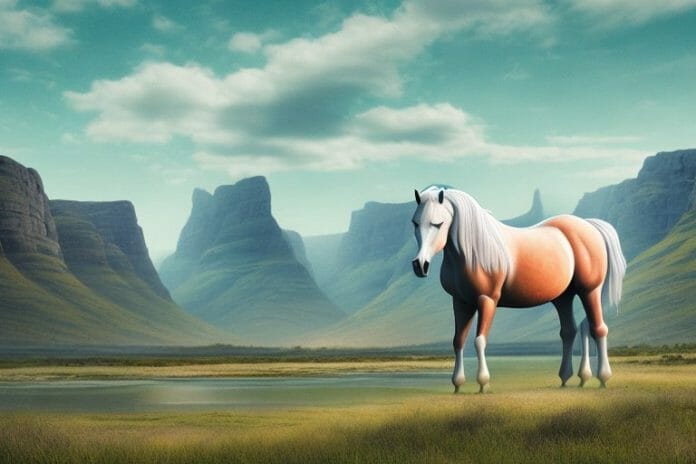 A fjord horse in a rural landscape in kimberley