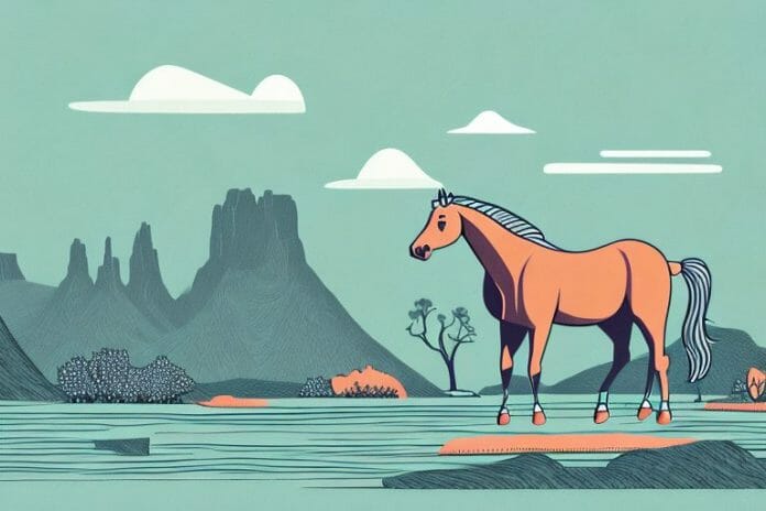 A fjord horse in a scenic landscape of upington