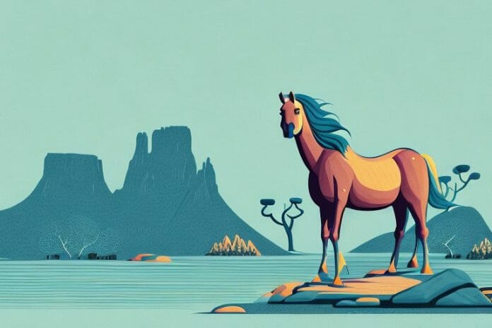 A fjord horse in a south african landscape