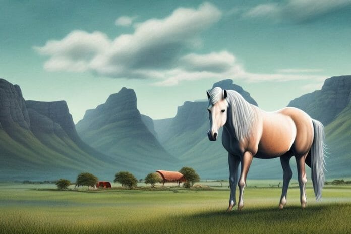 A fjord horse in a rural setting in hartswater