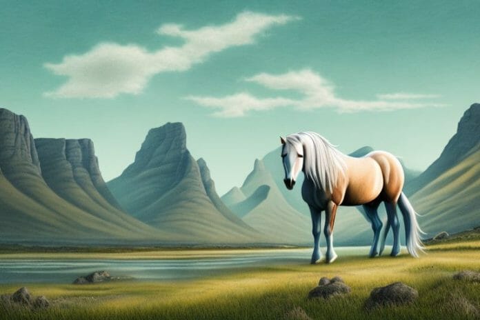 A fjord horse in a rural landscape in south africa
