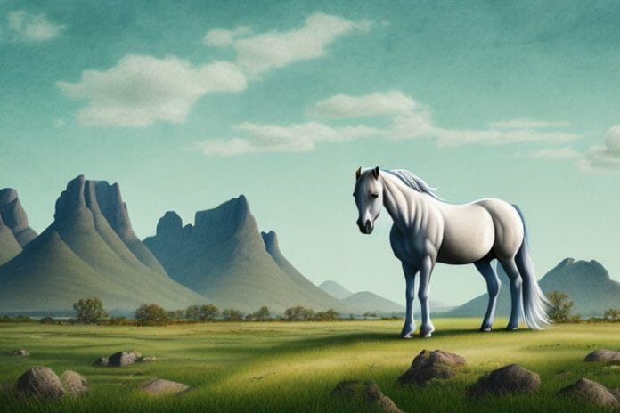 A fjord horse in a rural landscape in potchefstroom
