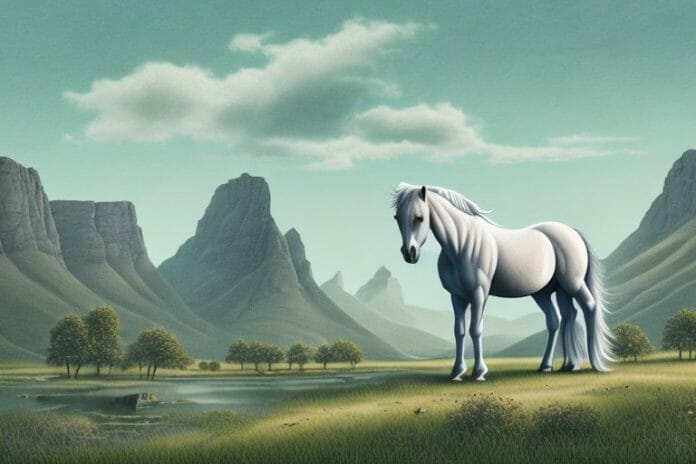 A fjord horse in a rural landscape of klerksdorp