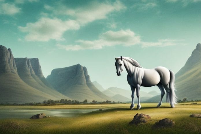 A fjord horse in a rural landscape in vryburg