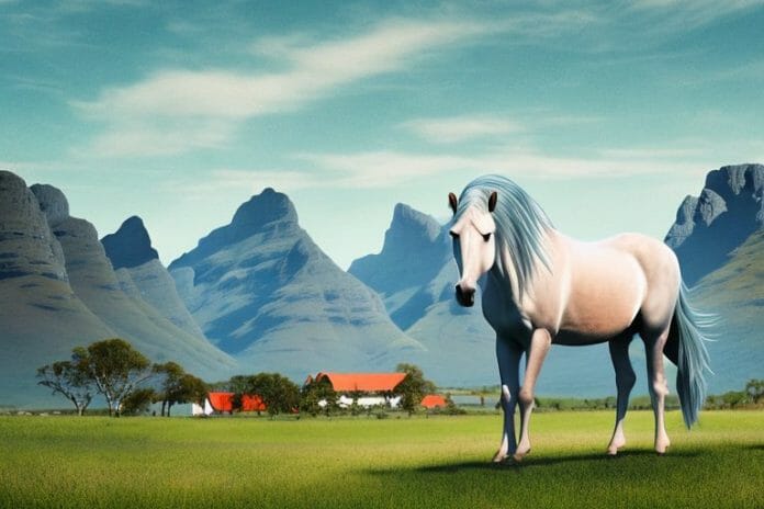 A fjord horse in a rural setting in stellenbosch