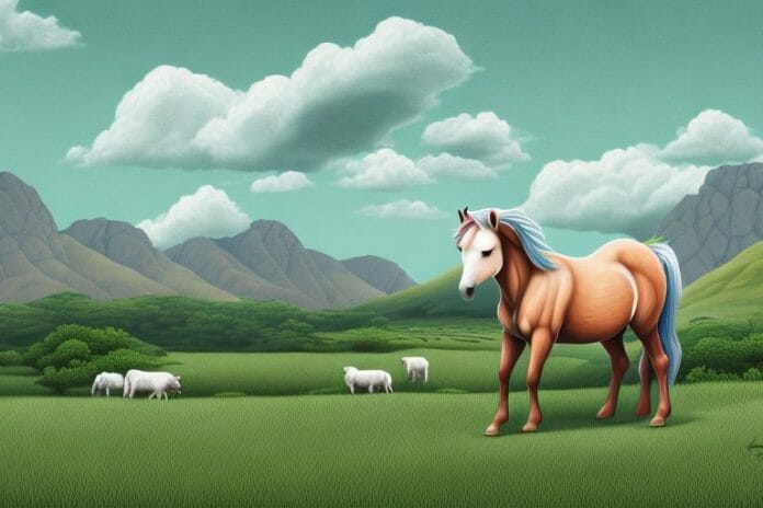 A connemara pony in a rural landscape in umhlanga