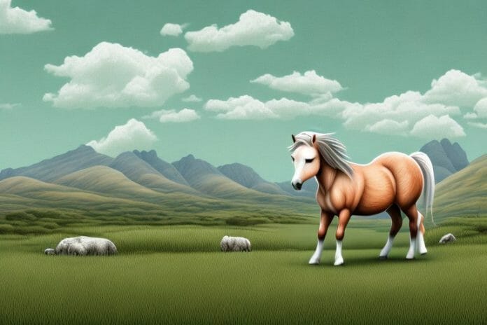 A connemara pony in a rural landscape in butterworth