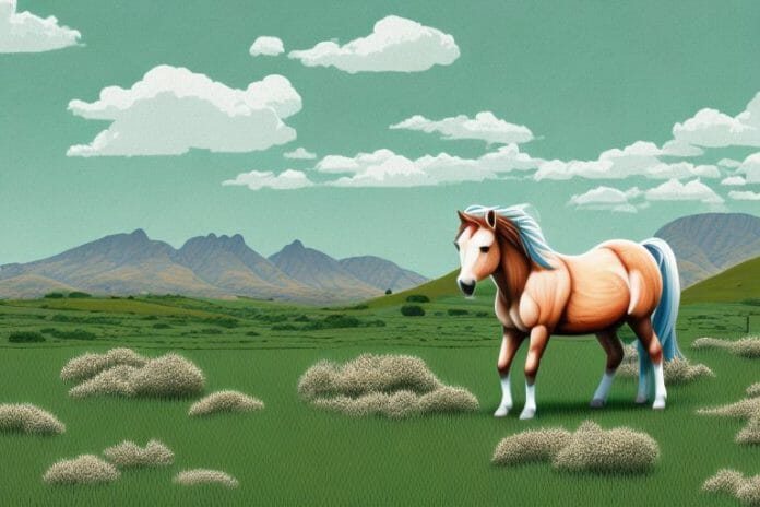 A connemara pony in a rural landscape in bloemfontein