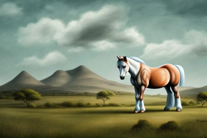 A connemara pony horse in a rural landscape in east rand