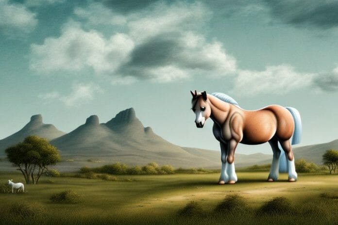 A connemara pony horse in a rural landscape in centurion