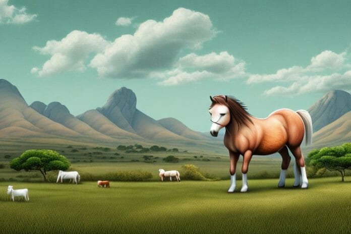 A connemara pony in a rural landscape of thohoyandou