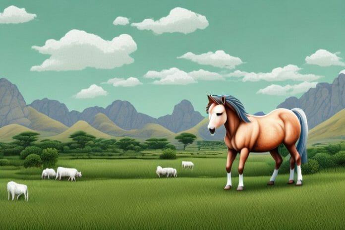 A connemara pony in a rural landscape in musina