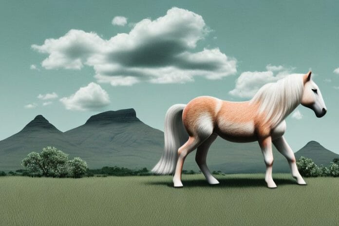 A connemara pony in a rural south african landscape