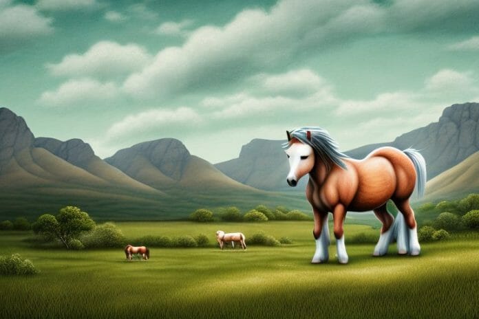 A connemara pony in a rural landscape in louis trichardt