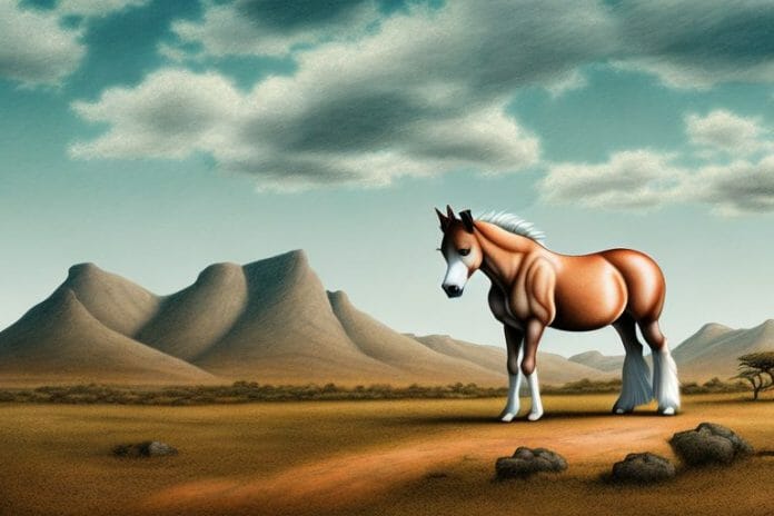 A connemara pony horse in a rural landscape of the northern cape