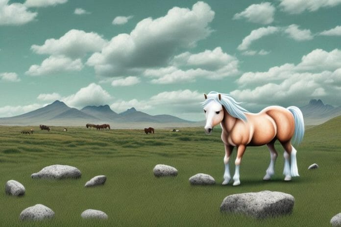 A connemara pony in a rural landscape in colesberg