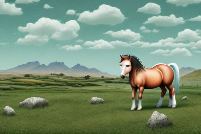 A connemara pony in a rural landscape in mafikeng