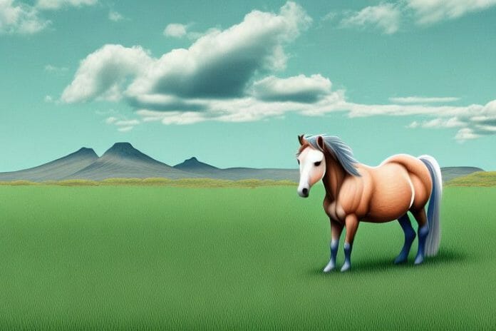 A connemara pony in a field in orkney