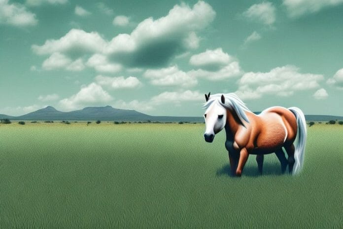 A connemara pony grazing in a field in vryburg