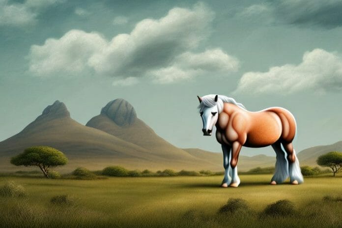 A connemara pony horse in a rural landscape in mogwase