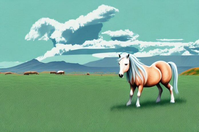 A connemara pony in a field in mossel bay