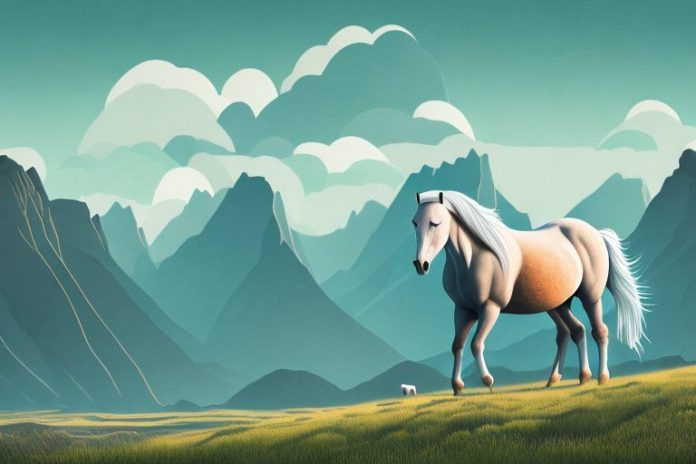 A fjord horse in a rural landscape