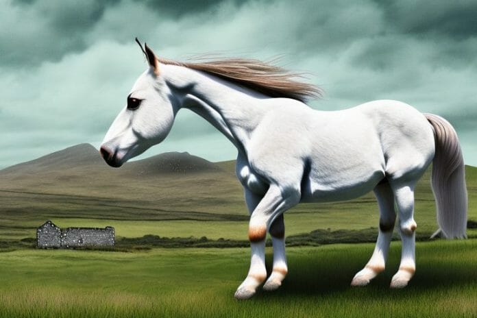 A connemara pony horse in a rural landscape in hermanus