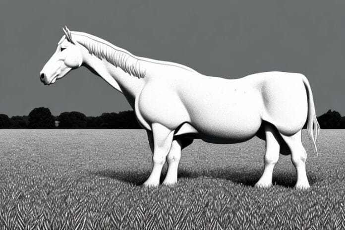 A white american cream draft horse standing in a field in pietermaritzburg