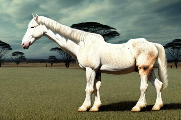 An american cream draft horse in a rural setting in eastern cape