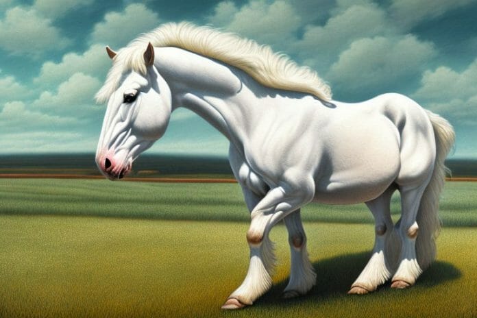 An american cream draft horse in a rural landscape in port elizabeth