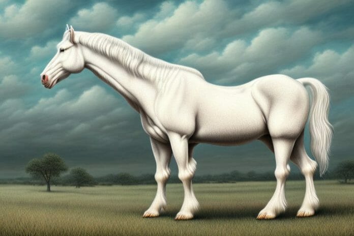 A majestic american cream draft horse in a rural south african landscape