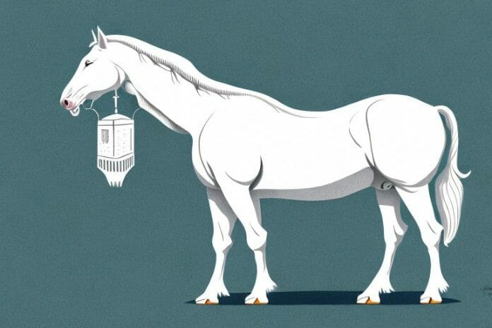 A majestic american cream draft horse in a rural setting in uitenhage