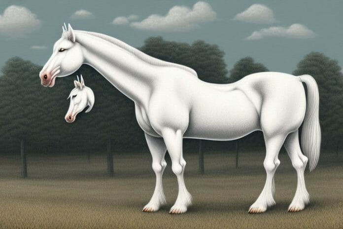 An american cream draft horse in a rural setting in bisho
