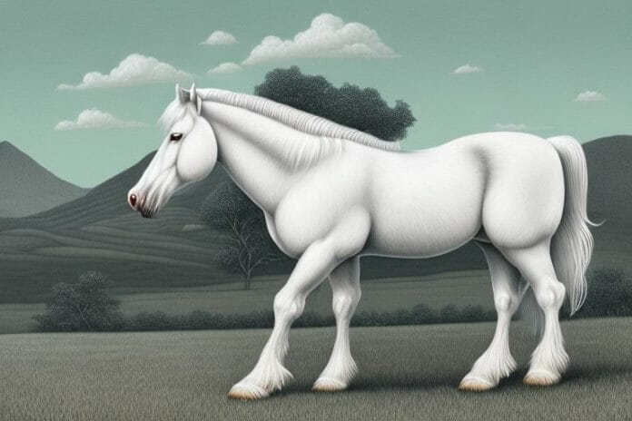 A cream draft horse in a rural south african landscape