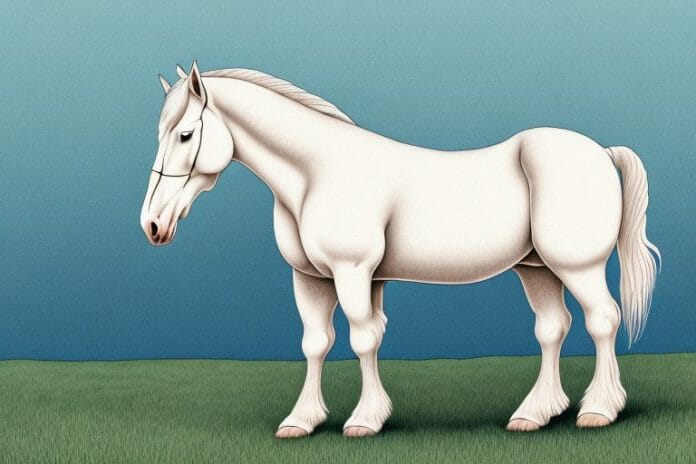 A beautiful american cream draft horse in a rural setting in jeffreys bay