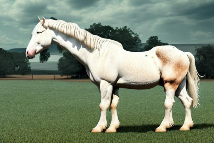 An american cream draft horse in a rural setting in virginia