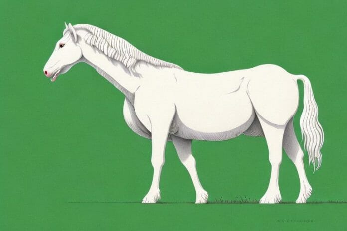 A beautiful american cream draft horse in a lush green pasture in phuthaditjhaba
