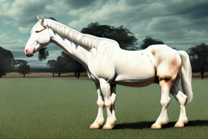 An american cream draft horse in a rural setting in ficksburg