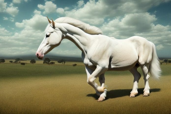 An american cream draft horse in a rural landscape in east rand