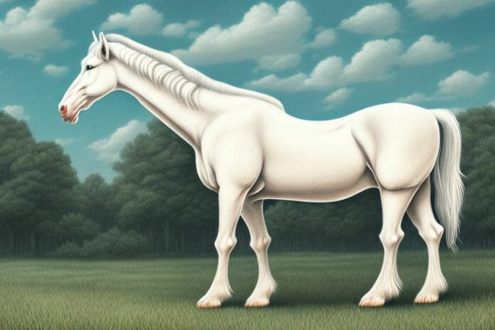A majestic american cream draft horse in a rural south african setting